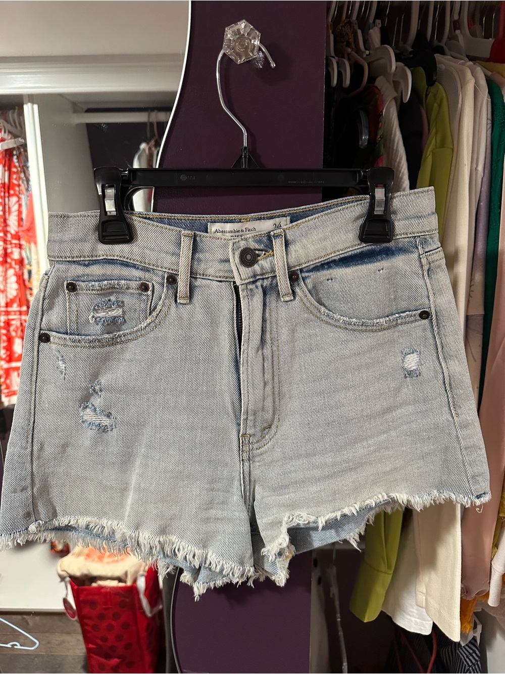 Abercrombie & Fitch Light Blue Distressed Denim Cutoff Shorts